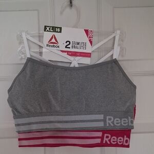 Reebok Gray and Pink Seamless Bralette Duo
